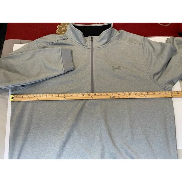 Under Armour ColdGear Quarter Zip Men 3XL Gray Loose Long Sleeve Pullover Fleece - Picture 6 of 8